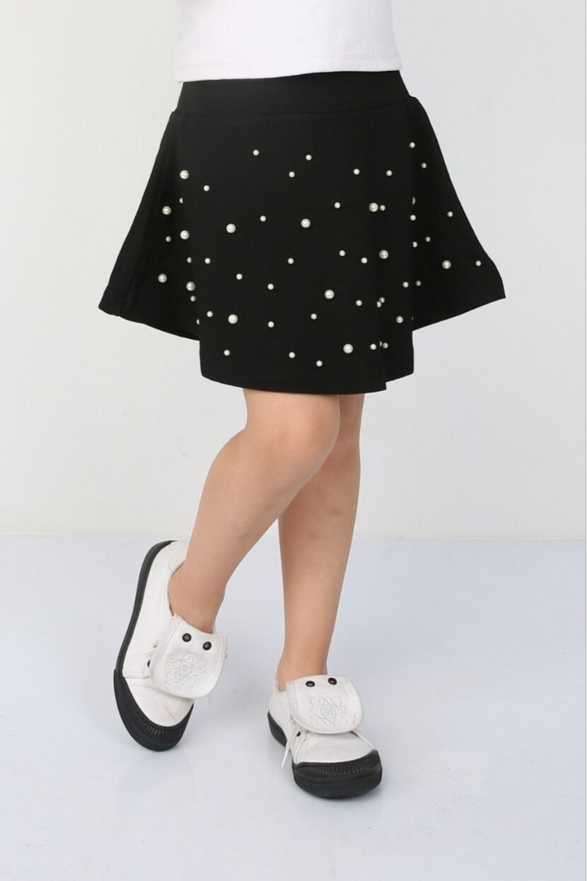 ÇELİK KUMAŞ İNCİ DETAYLI ETEK