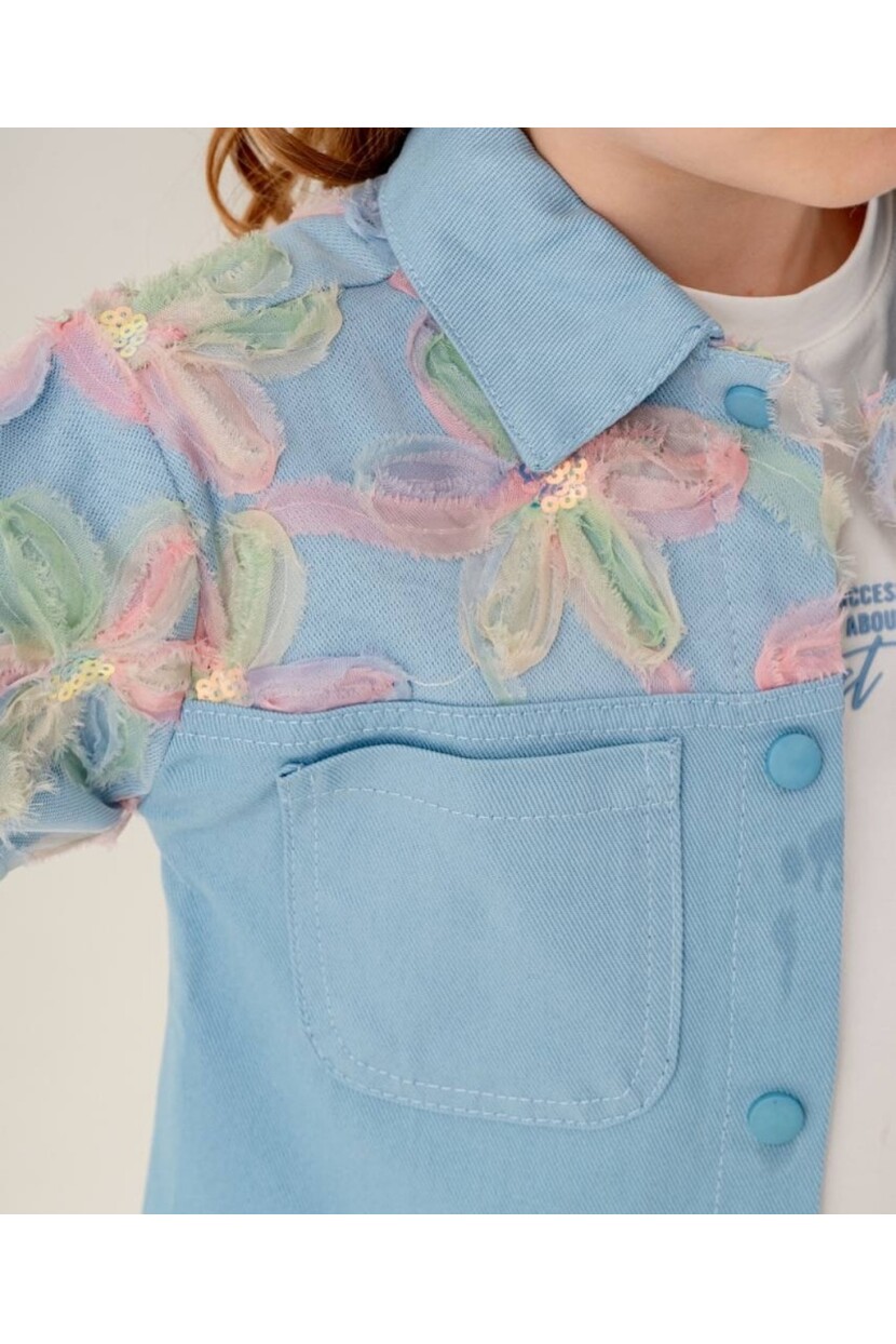 ÇİÇEK GARNİLİ CEKET TSHİRT TAKIM