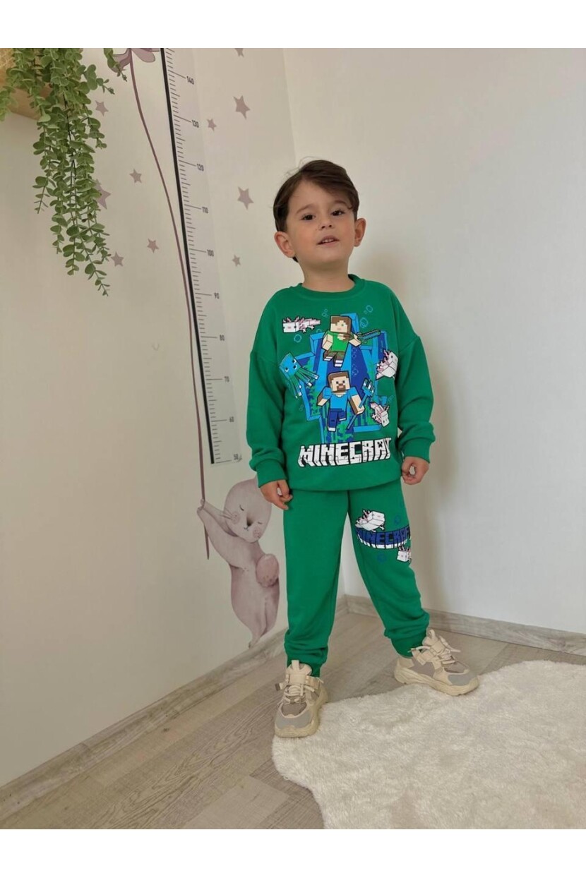 ERKEK MINECRAFT BASKILI EŞOFMAN TAKIMI