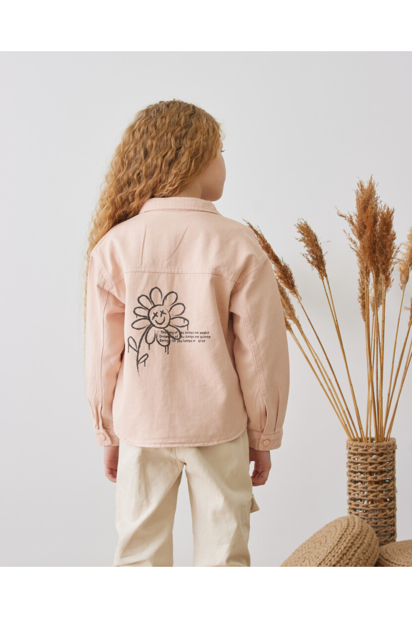 KIZ ÇİÇEK DESENLİ CEKET-TSHIRT İKİLİ TAKIM