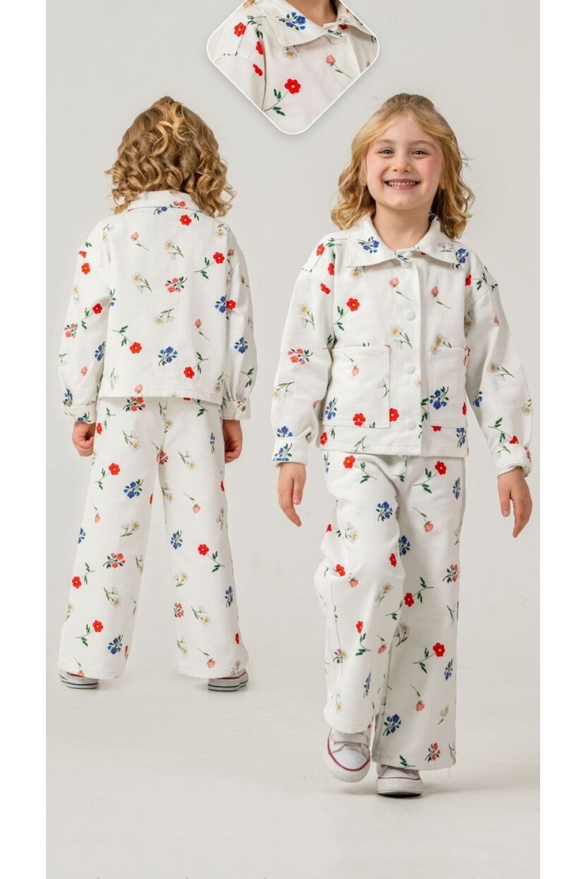 KIZ ÇİÇEK DESENLİ DOKUMA TAKIM