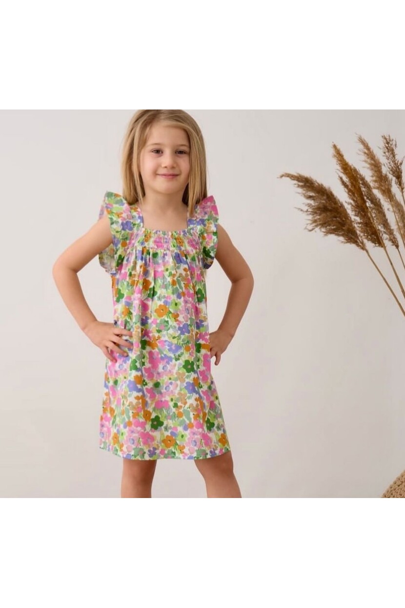 KIZ ÇİÇEK DESENLİ ELBİSE