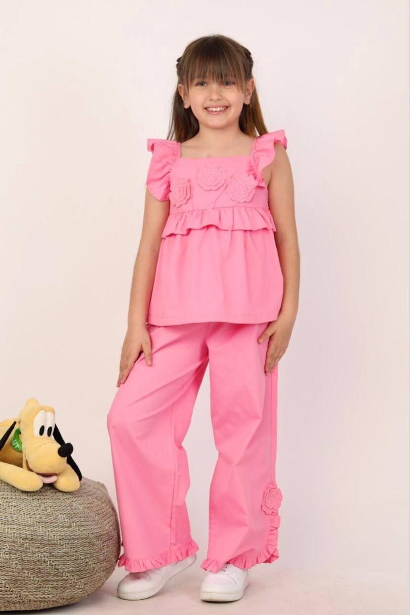 KIZ ÇİÇEK DETAYLI DOKUMA TAKIM