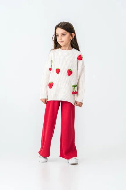 KIZ ÇİLEKLİ KİRAZLI  TRİKO TAKIM