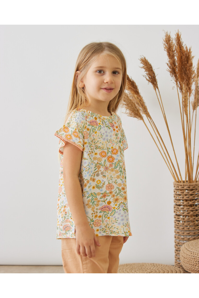 KIZ ÇITIR ÇİÇEK DESENLİ GÖMLEKLİ TAKIM