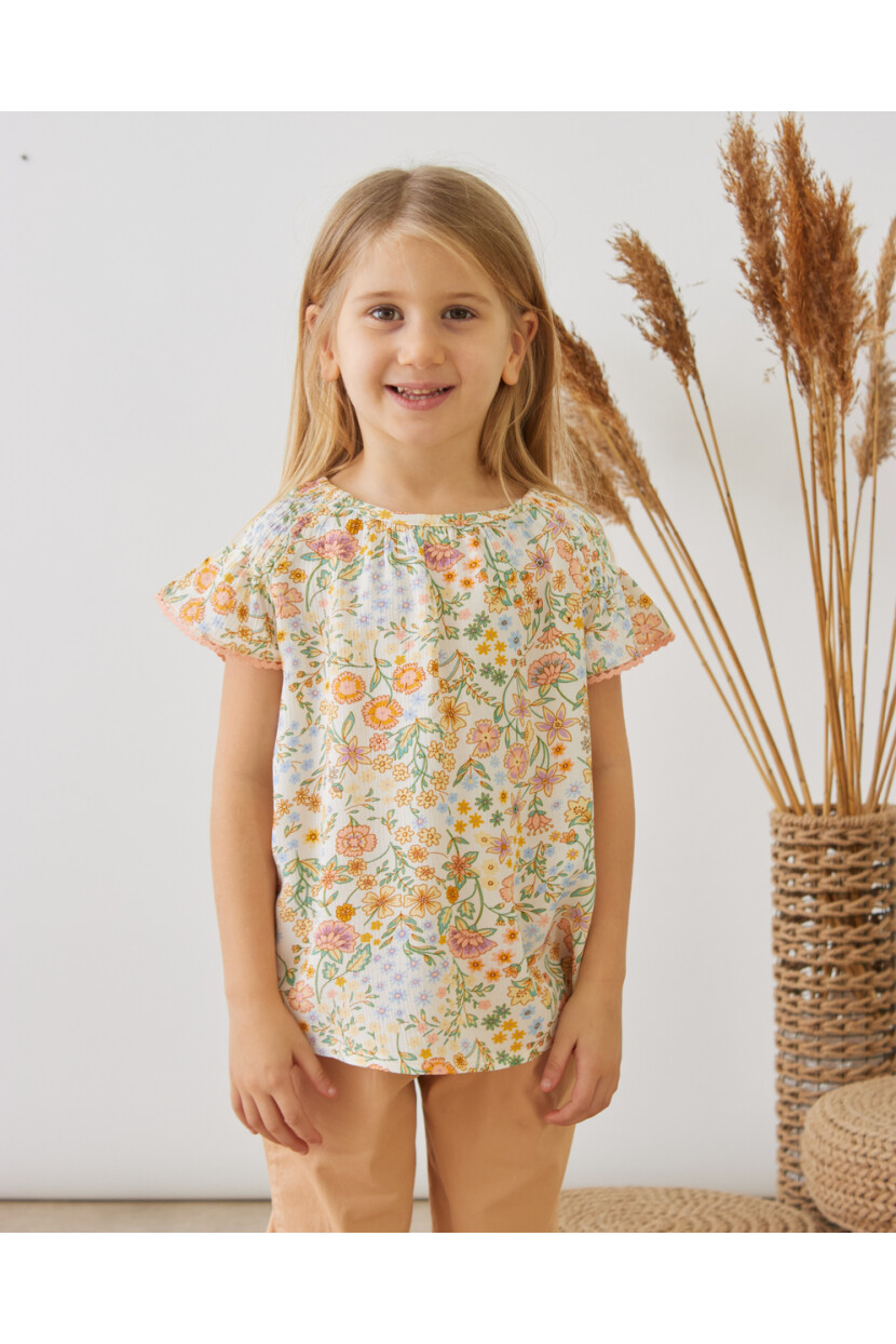 KIZ ÇITIR ÇİÇEK DESENLİ GÖMLEKLİ TAKIM