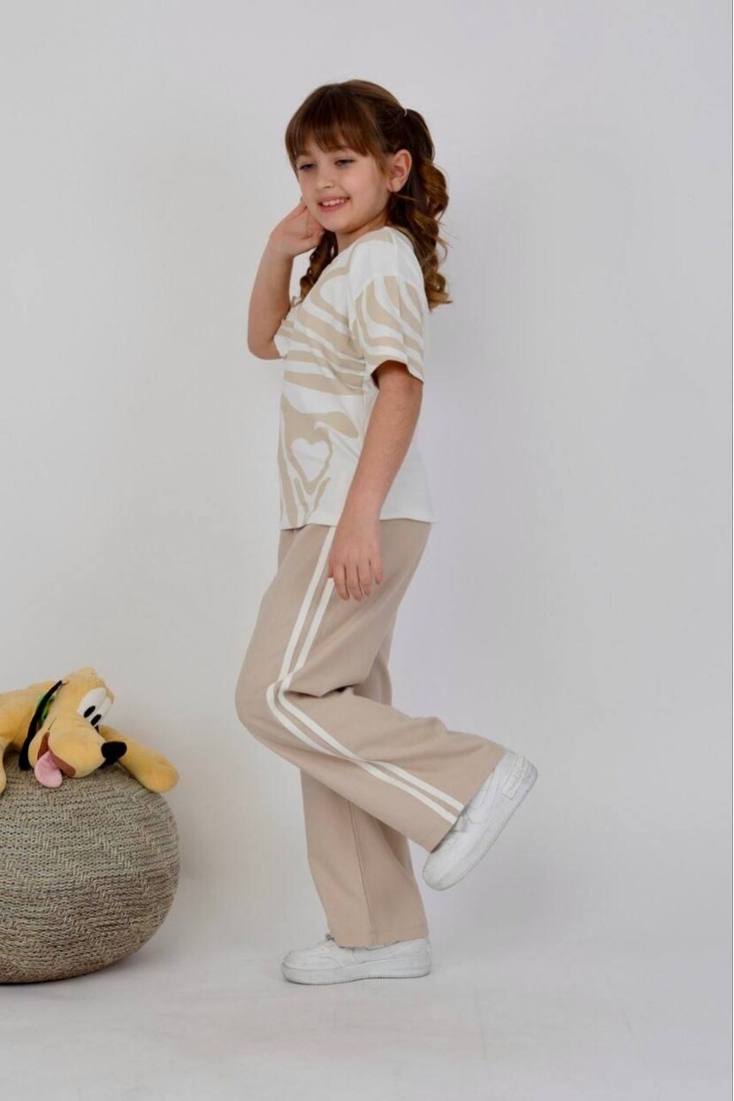 KIZ DOKUMA PANTOLON DESENLİ T-SHİRT TAKIM