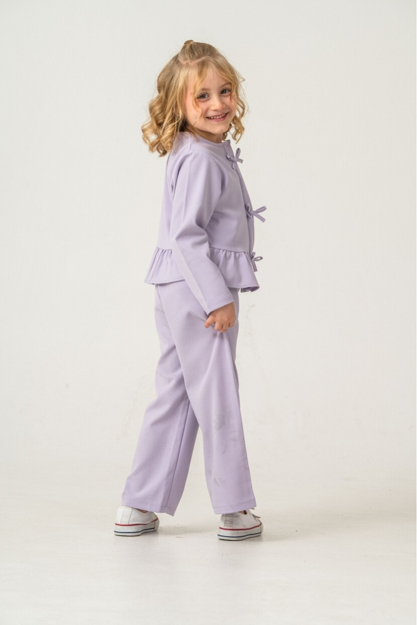 KIZ FİYONK DETAYLI GÖMLEKLİ DOKUMA TAKIM