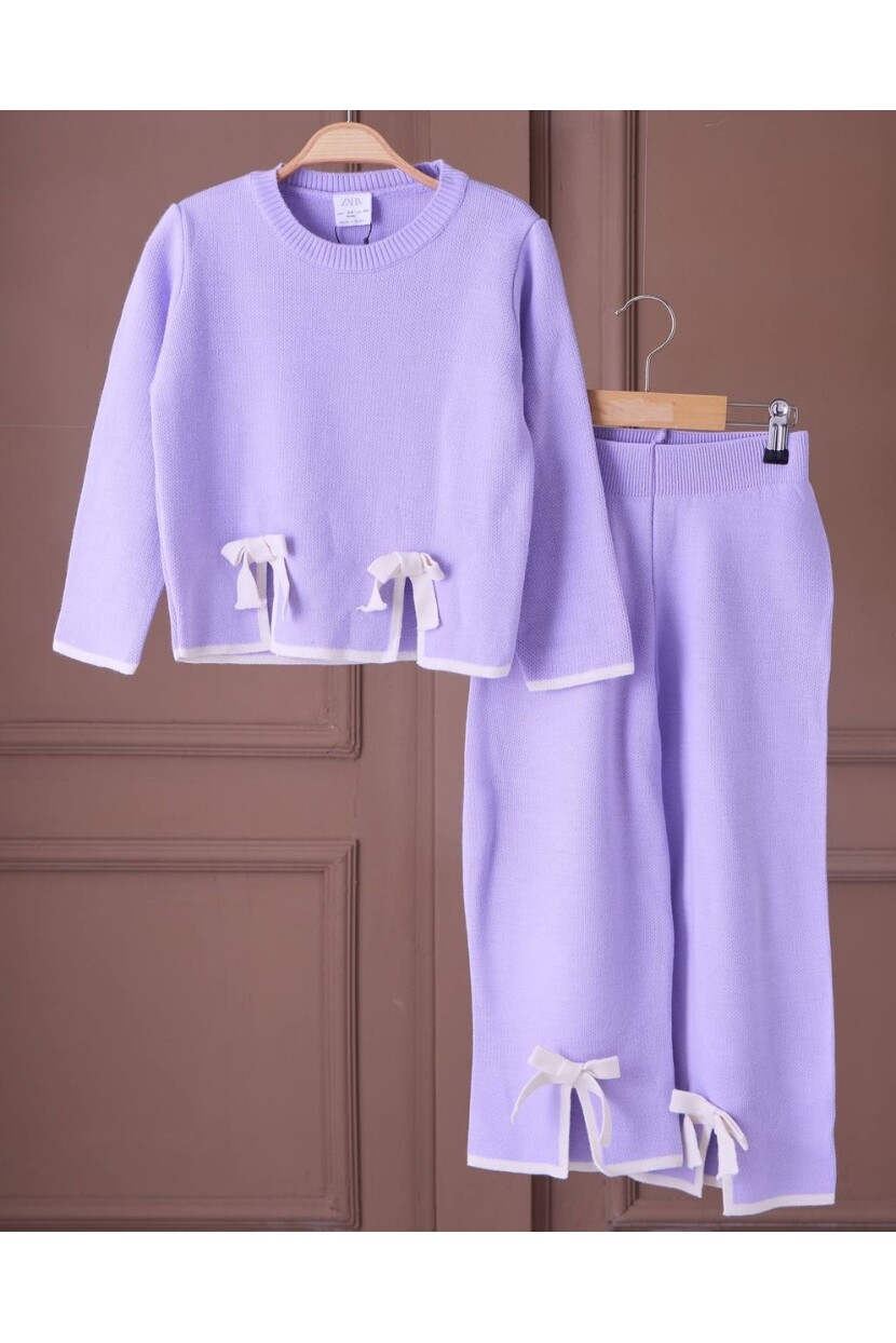 KIZ MOR FİYONK DETAYLI TRİKO TAKIM