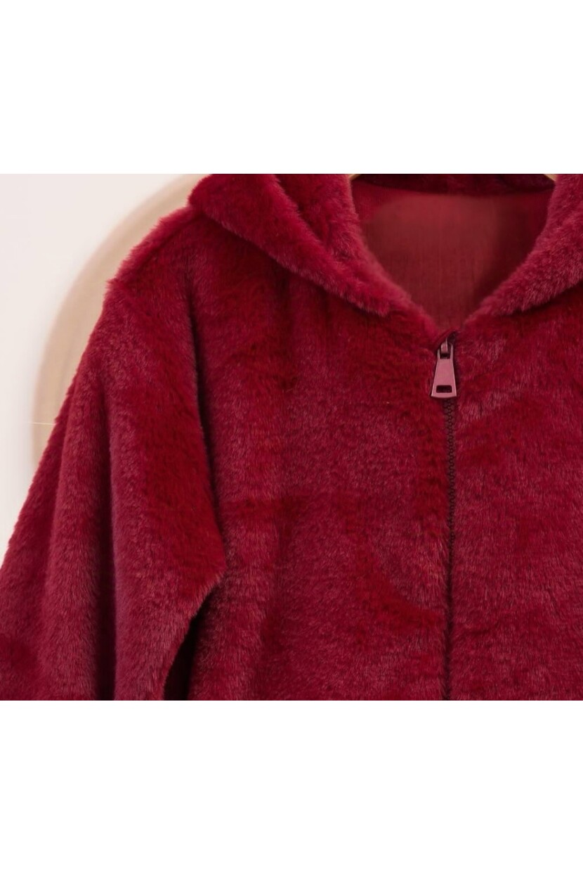 KIZ KAPŞONLU İÇİ PENYE ASTARLI PELUŞ MONT