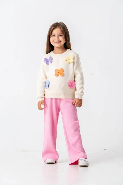 KIZ KELEBEK DETAYLI TRİKO TAKIM