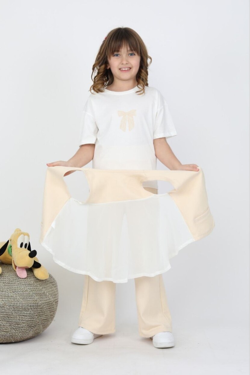 KIZ KREM YELEKLİ 3 LÜ TAKIM