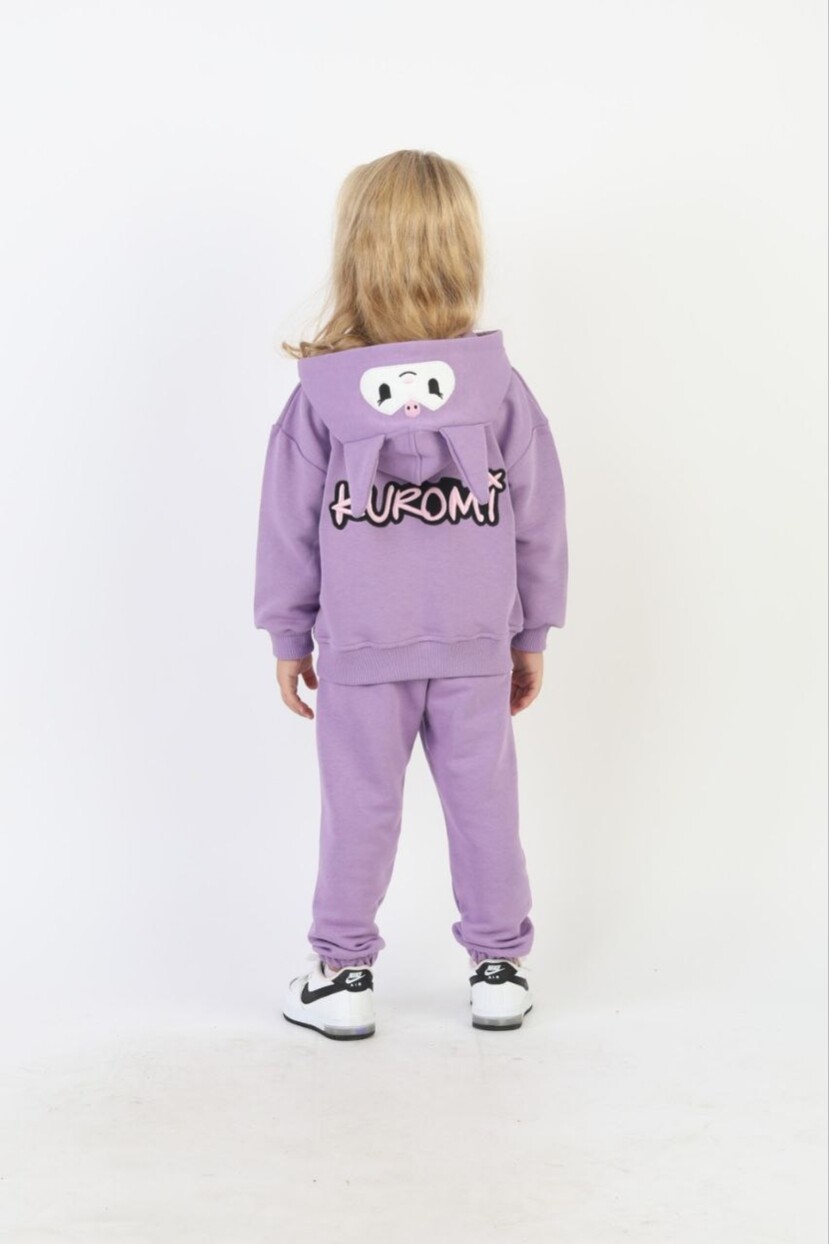 KIZ KUROMİ NAKIŞ DETAYLI KAPŞONLU TAKIM