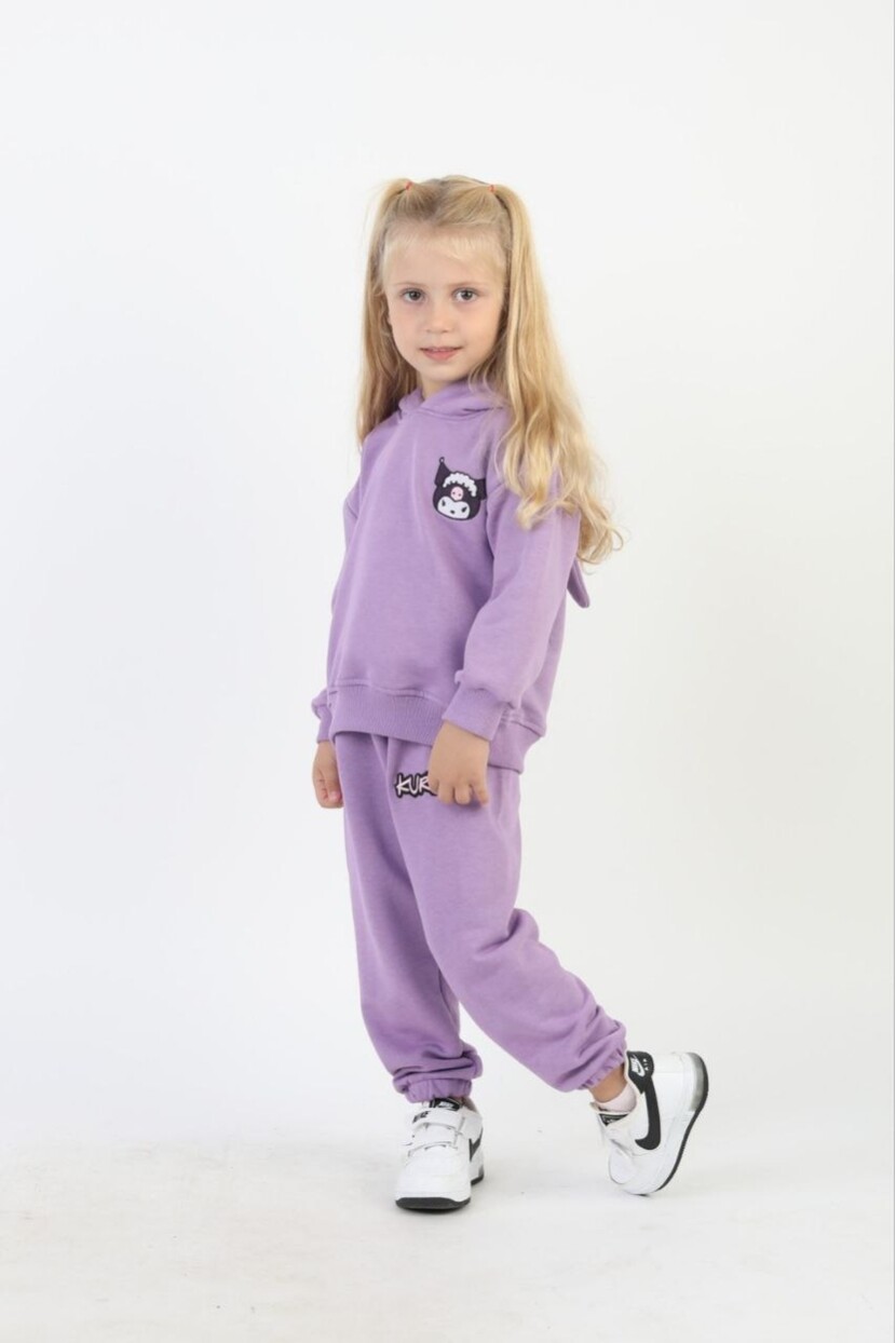 KIZ KUROMİ NAKIŞ DETAYLI KAPŞONLU TAKIM