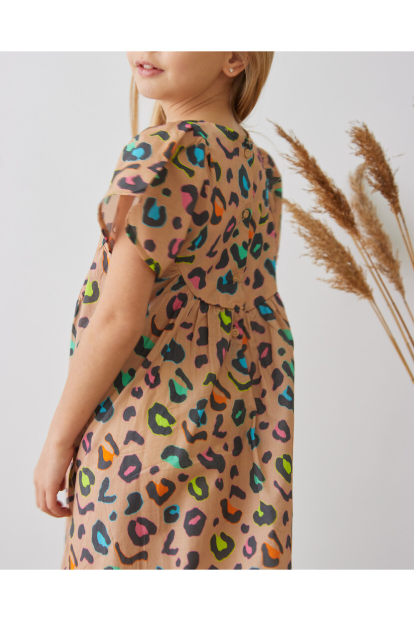 KIZ LEOPAR DESENLİ ELBİSE