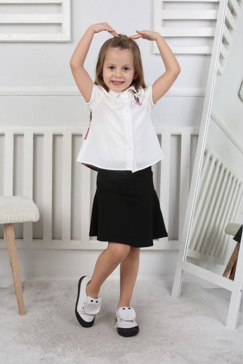 KIZ MİNNİ MOUSE DESENLİ GÖMLEK ETEKLİ TAKIM