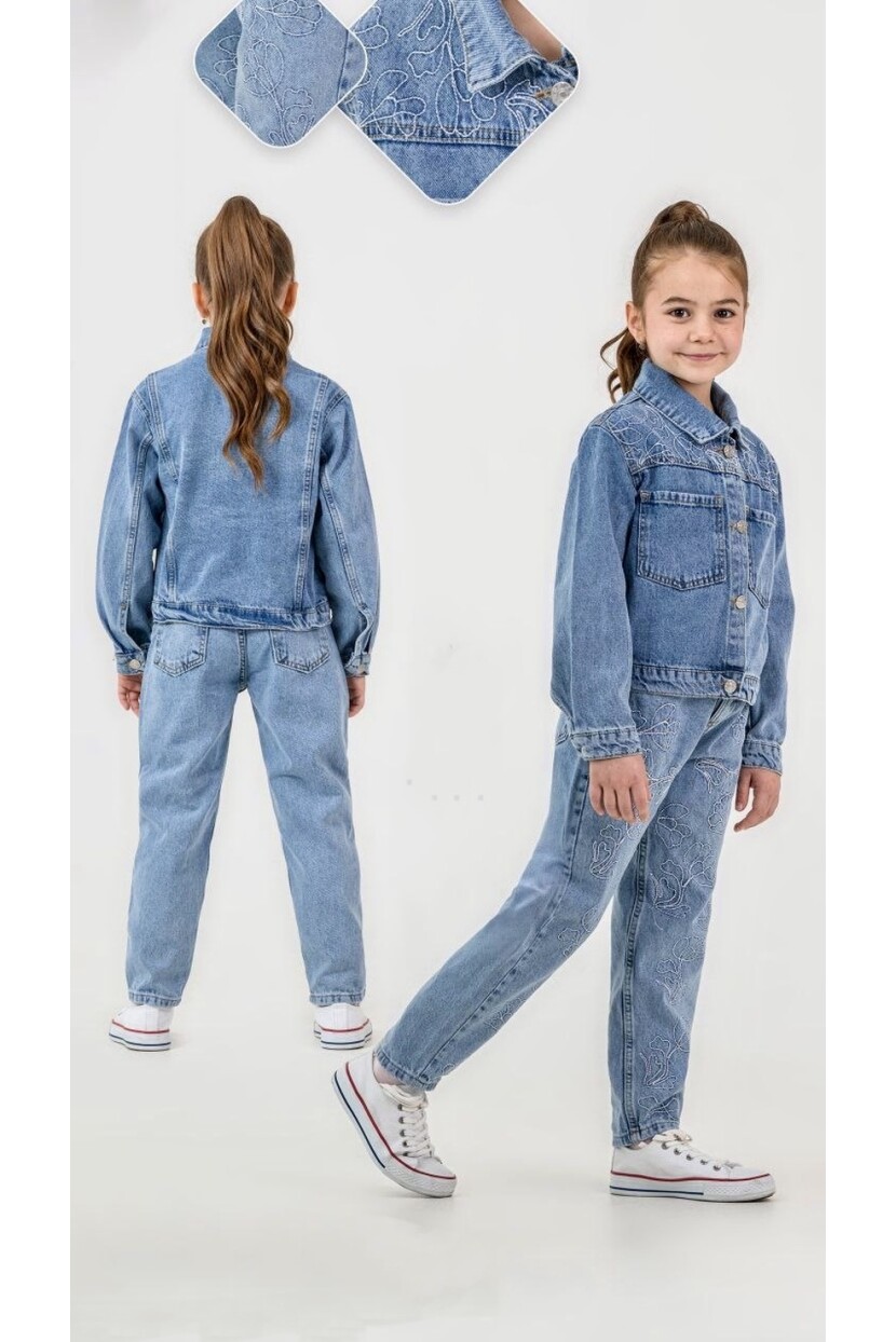 KIZ NAKIŞLI DENİM TAKIM