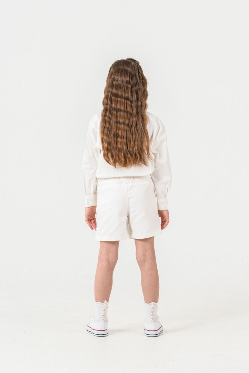 KIZ PAYET İŞLEMELİ ŞORT ETEK GÖMLEK TAKIM