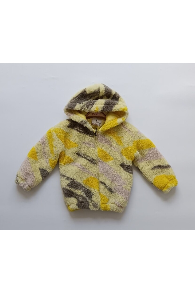 KIZ RENKLİ KAPŞONLU  PELUŞ MONT