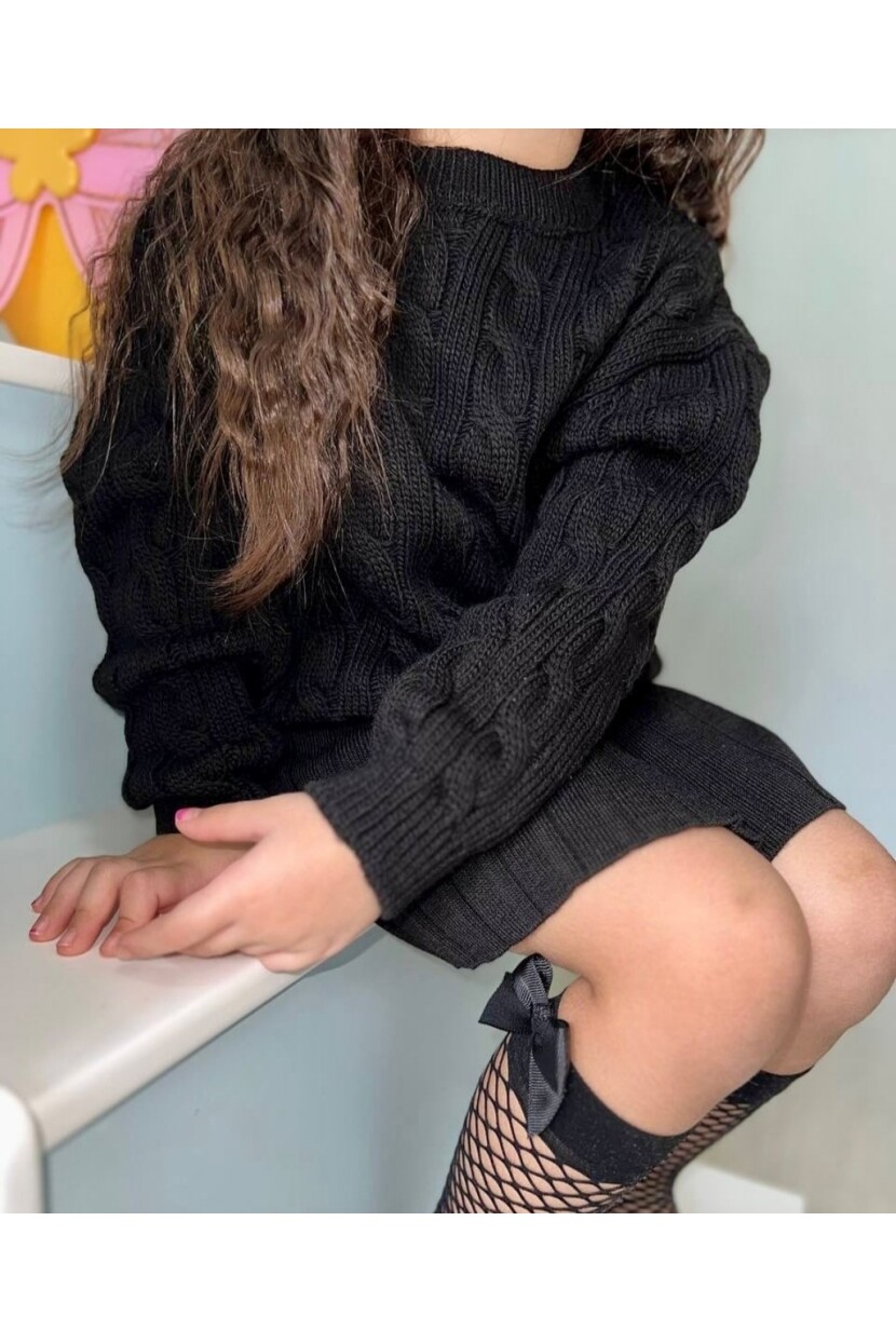 KIZ SELANİK ÖRGÜLÜ TRİKO KAZAK