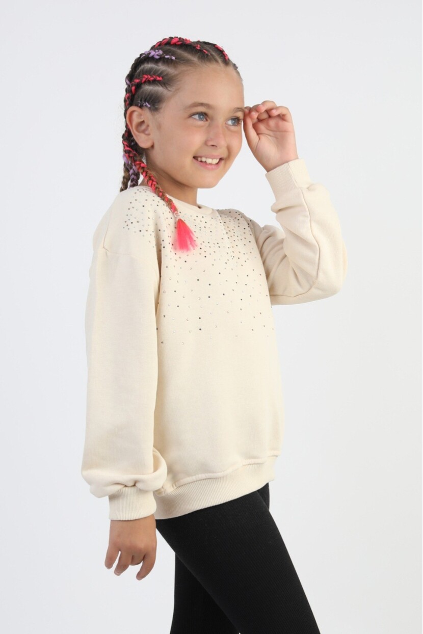 KIZ TAŞ İŞLEMELİ BASİC SWEATSHİRT