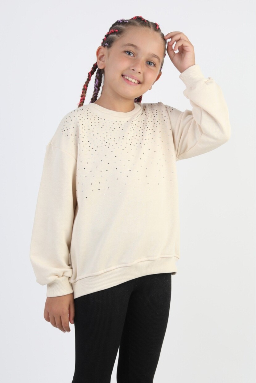 KIZ TAŞ İŞLEMELİ BASİC SWEATSHİRT
