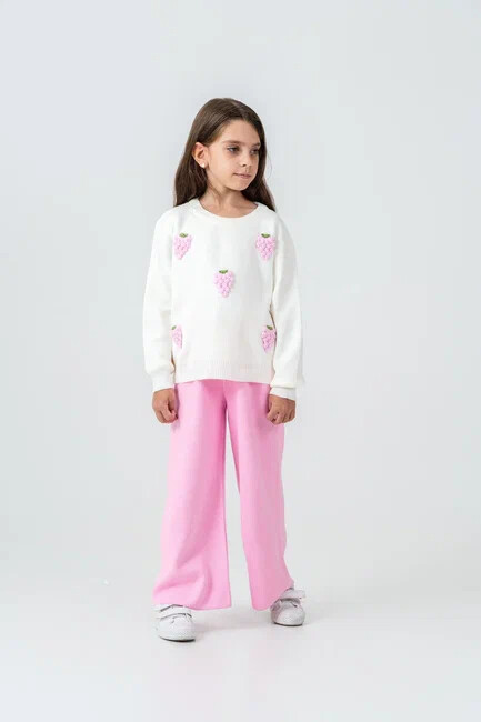 KIZ ÜZÜM İŞLEMELİ TRİKO TAKIM