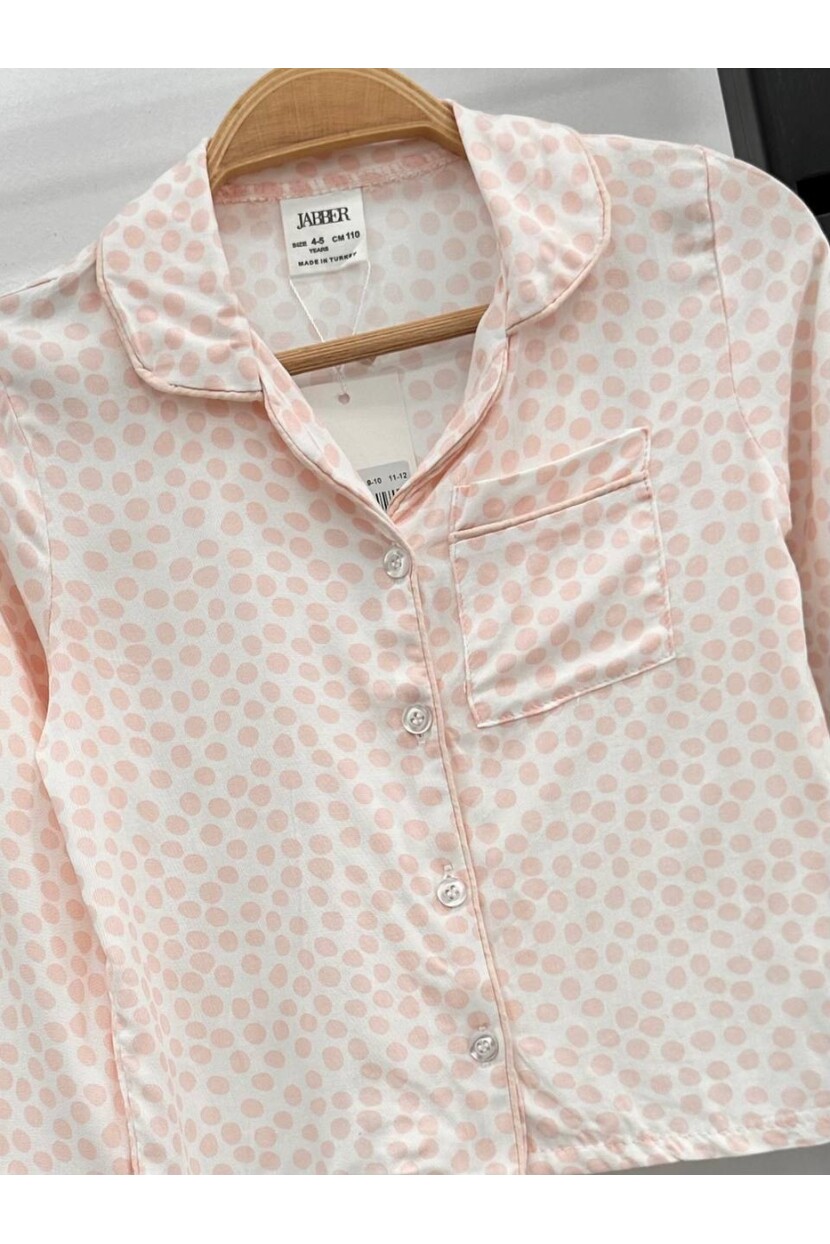 KIZ YUVARLAK DESENLİ PİJAMA TAKIMI