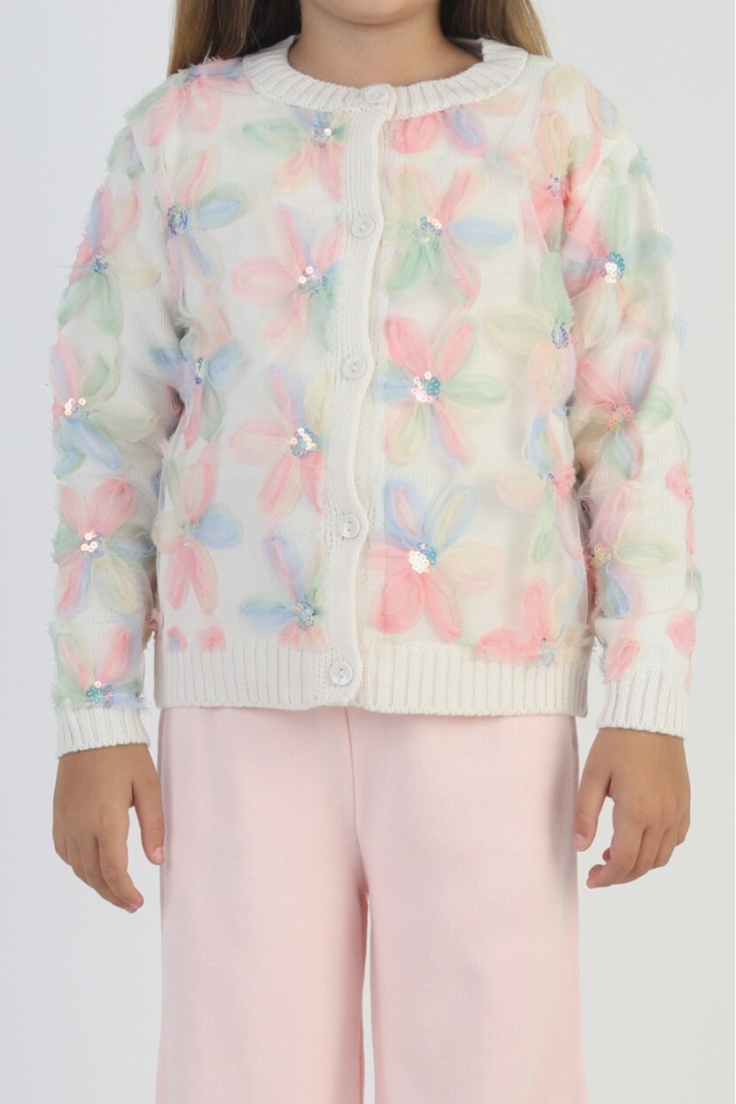 KIZ ZAMBAK İŞLEMELİ TRİKO HIRKALI TAKIM