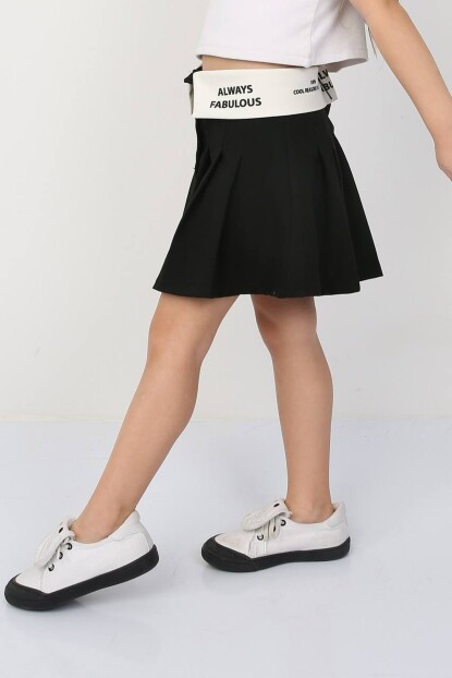 BEL KEMERİ BASKILI PİLELİ ETEK