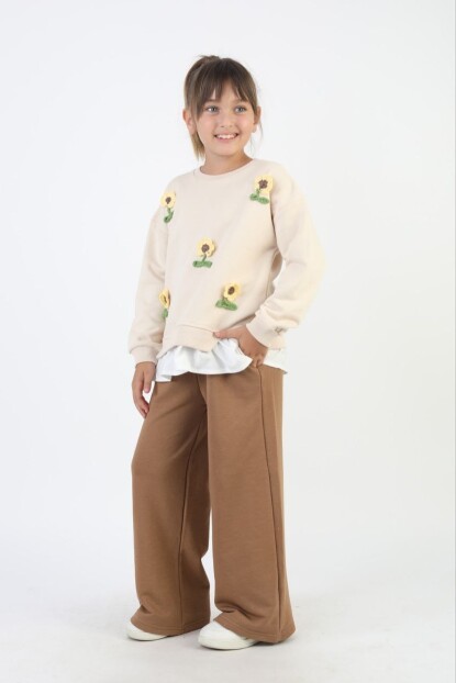 KIZ AYÇİÇEK DETAYLI EŞOFMAN TAKIMI