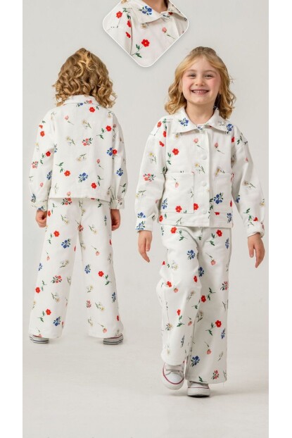 KIZ ÇİÇEK DESENLİ DOKUMA TAKIM