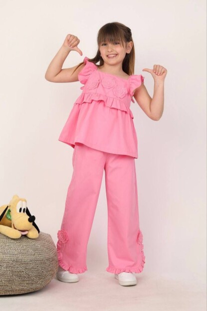 KIZ ÇİÇEK DETAYLI DOKUMA TAKIM