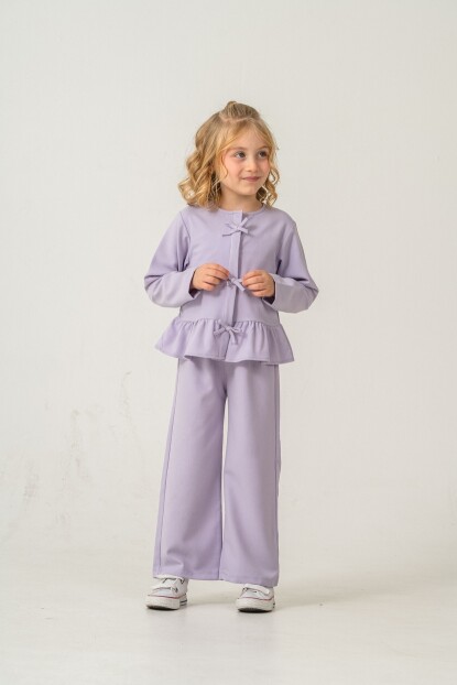 KIZ FİYONK DETAYLI GÖMLEKLİ DOKUMA TAKIM