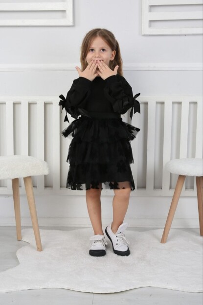 KIZ FİYONK DETAYLI TÜL ETEKLİ TAKIM