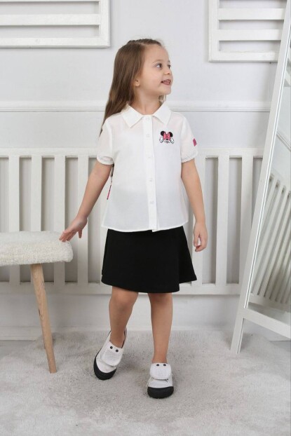 KIZ MİNNİ MOUSE DESENLİ GÖMLEK ETEKLİ TAKIM