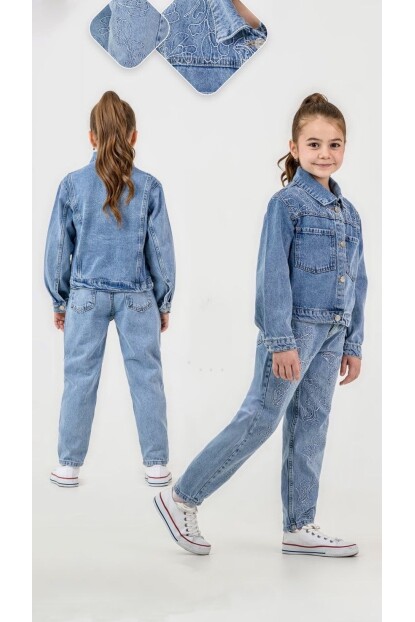 KIZ NAKIŞLI DENİM TAKIM