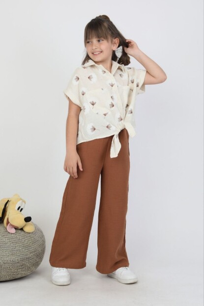 KIZ PARILTILI SİMLİ GÖMLEK MÜSLİN TAKIM