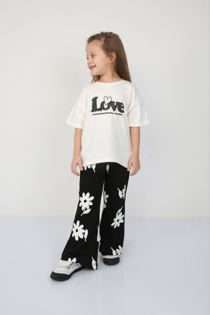 KIZ SİMLİ PARILTILI PAPATYA DESENLİ TAKIM