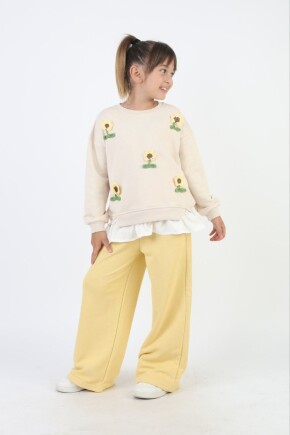 KIZ AYÇİÇEK DETAYLI EŞOFMAN TAKIMI