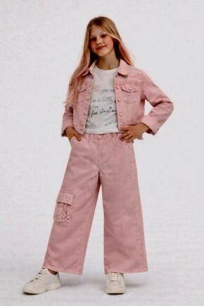 KIZ CEP OMUZ PAYET SÜSLEMELİ GABARDİN 3LÜ TAKIM