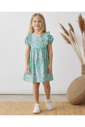 KIZ ÇİÇEK DESENLİ ELBİSE