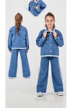 KIZ DANTEL İŞLEMELİ DENİM TAKIM