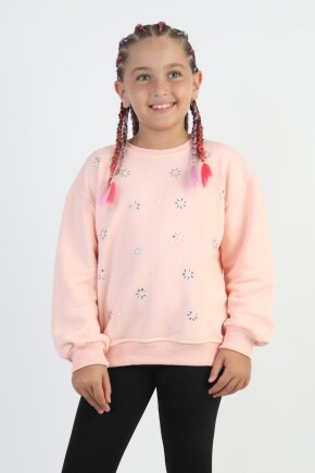 KIZ PAPATYA TAŞLI SWEATSHİRT