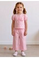 KIZ FİYONK DETAYLI DOKUMA GÖMLEK PANTOLON TAKIM